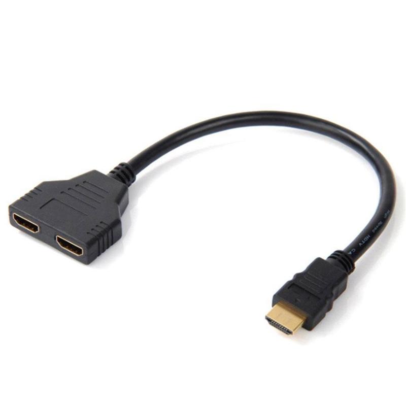 HDMI 1 to 2 splitter cable, high-definition 1 to 2 HDMI adapter cable, conversion cable adapter, version 1.4, 30cm adapter cable.